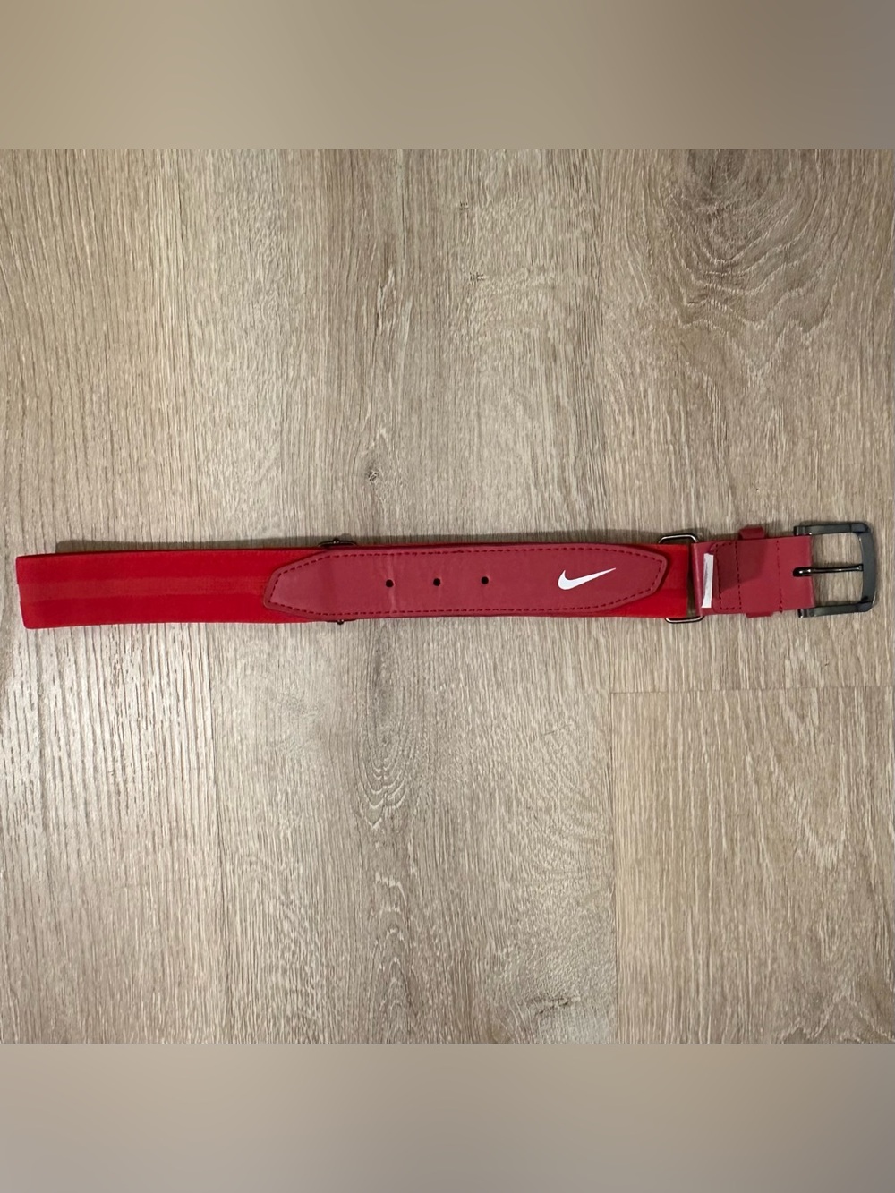 Nike Red Kids Webbing Belt with Leather Tip